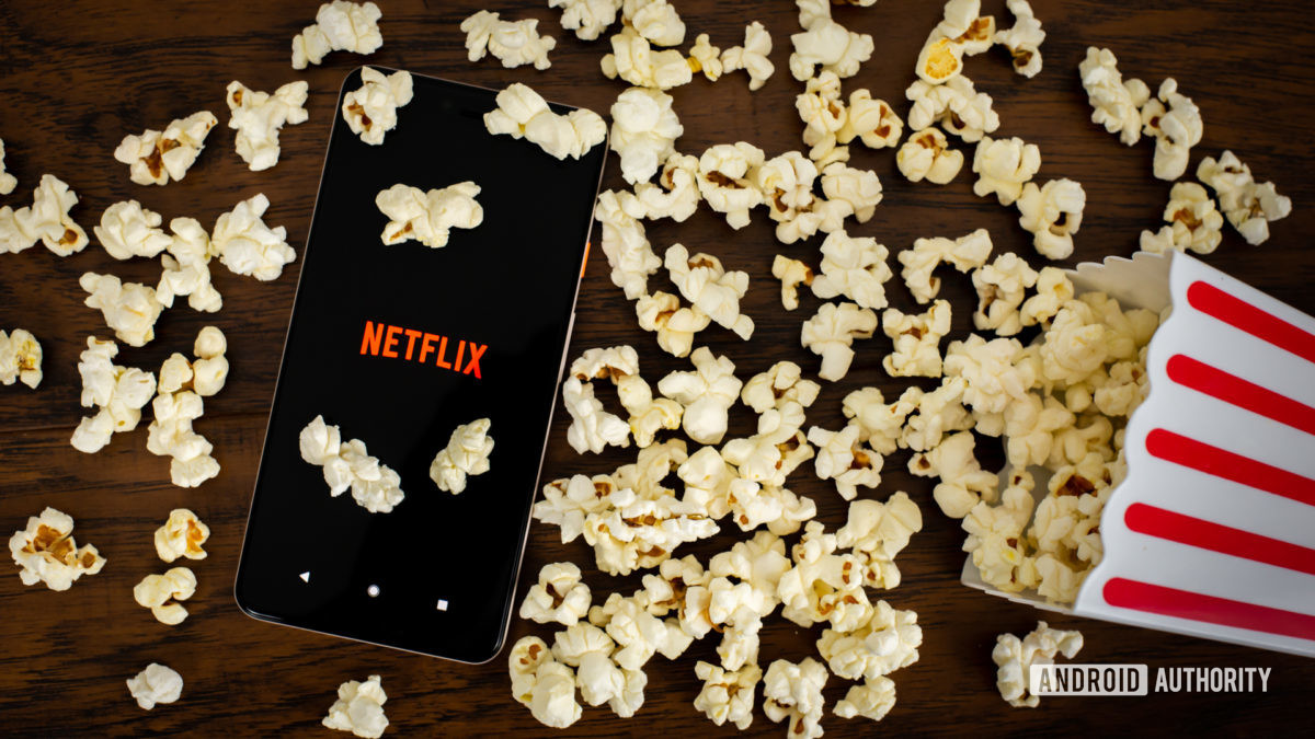 Netflix with popcorn stock photo 1