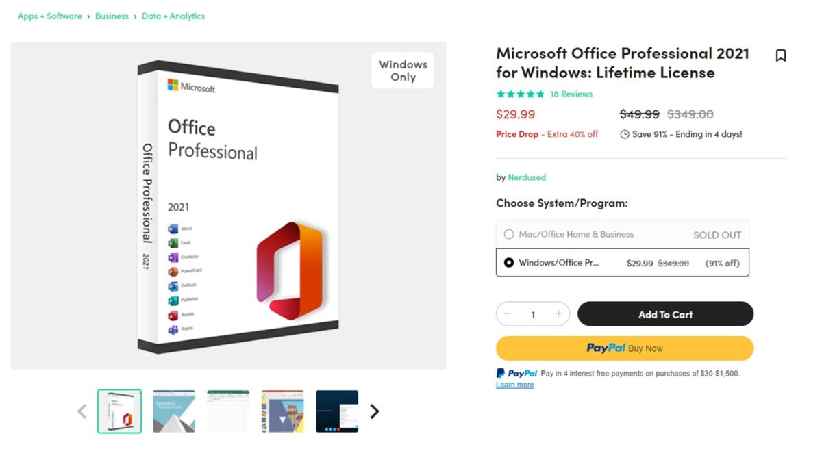 Microsoft Office Professional 2021 Feb 28 Deal